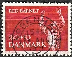 FRIMÆRKER DANMARK | 1970 - AFA 495 - Red Barnet 25 år - 60 + 10 øre rød - Lux Stemplet København